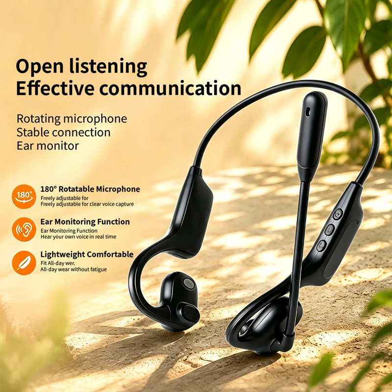 Type C Wired Earphones With Mic - Open-ear draadloze headset met draaibare microfoon,